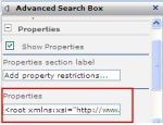 Advanced Search web part XML Properties